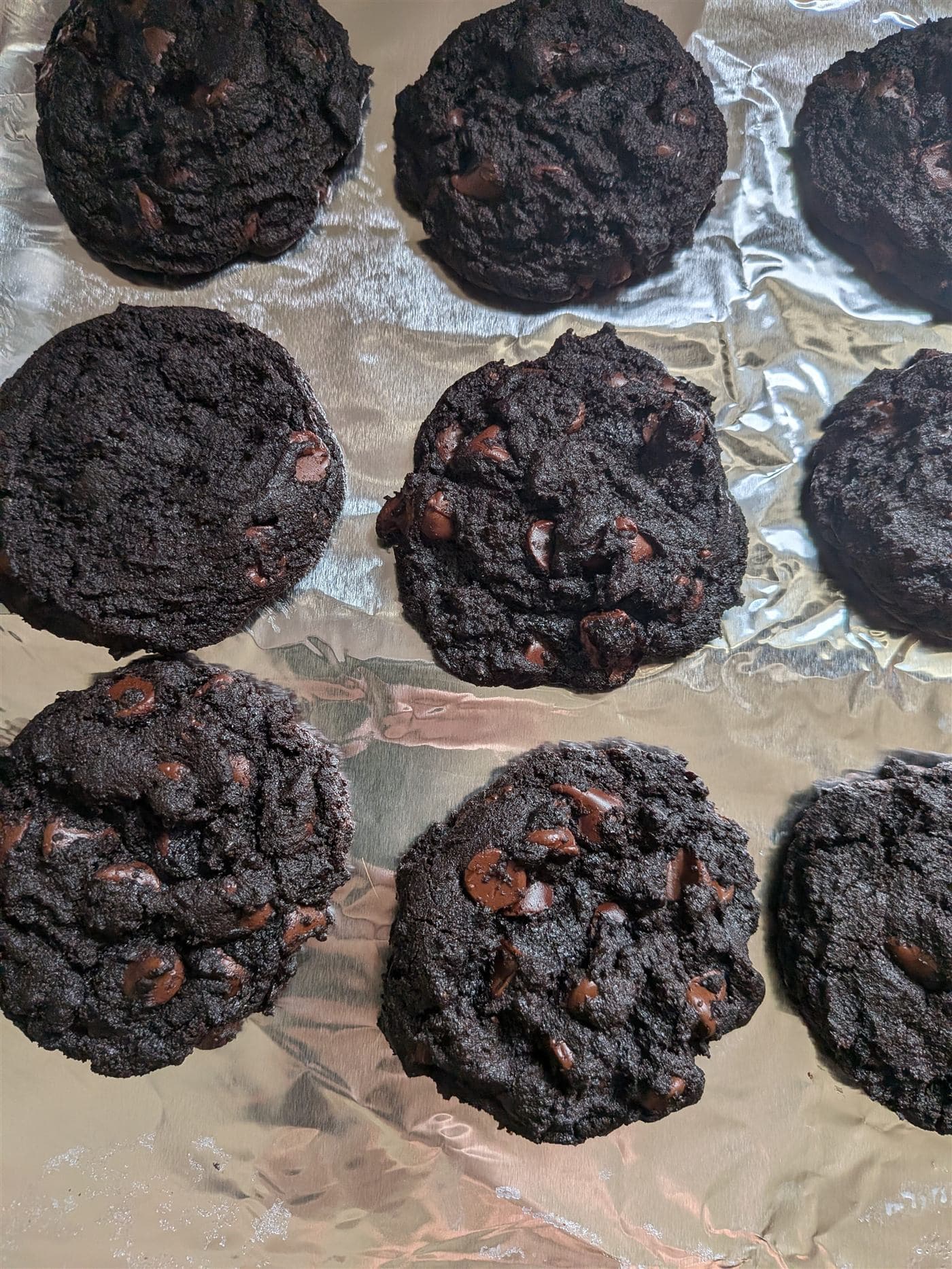 Freshly baked double chocolate cookies