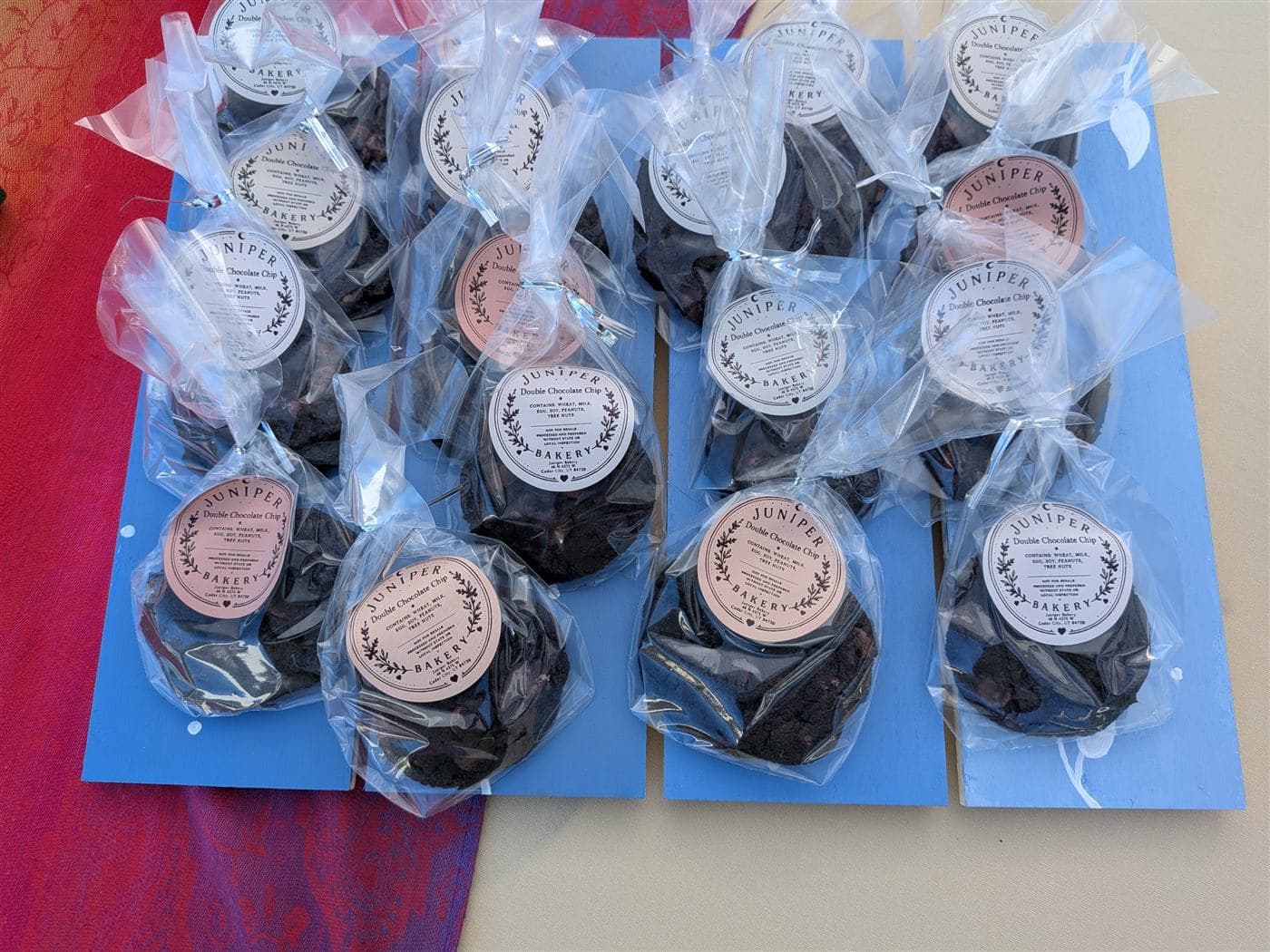 Double chocolate cookies packaged for market