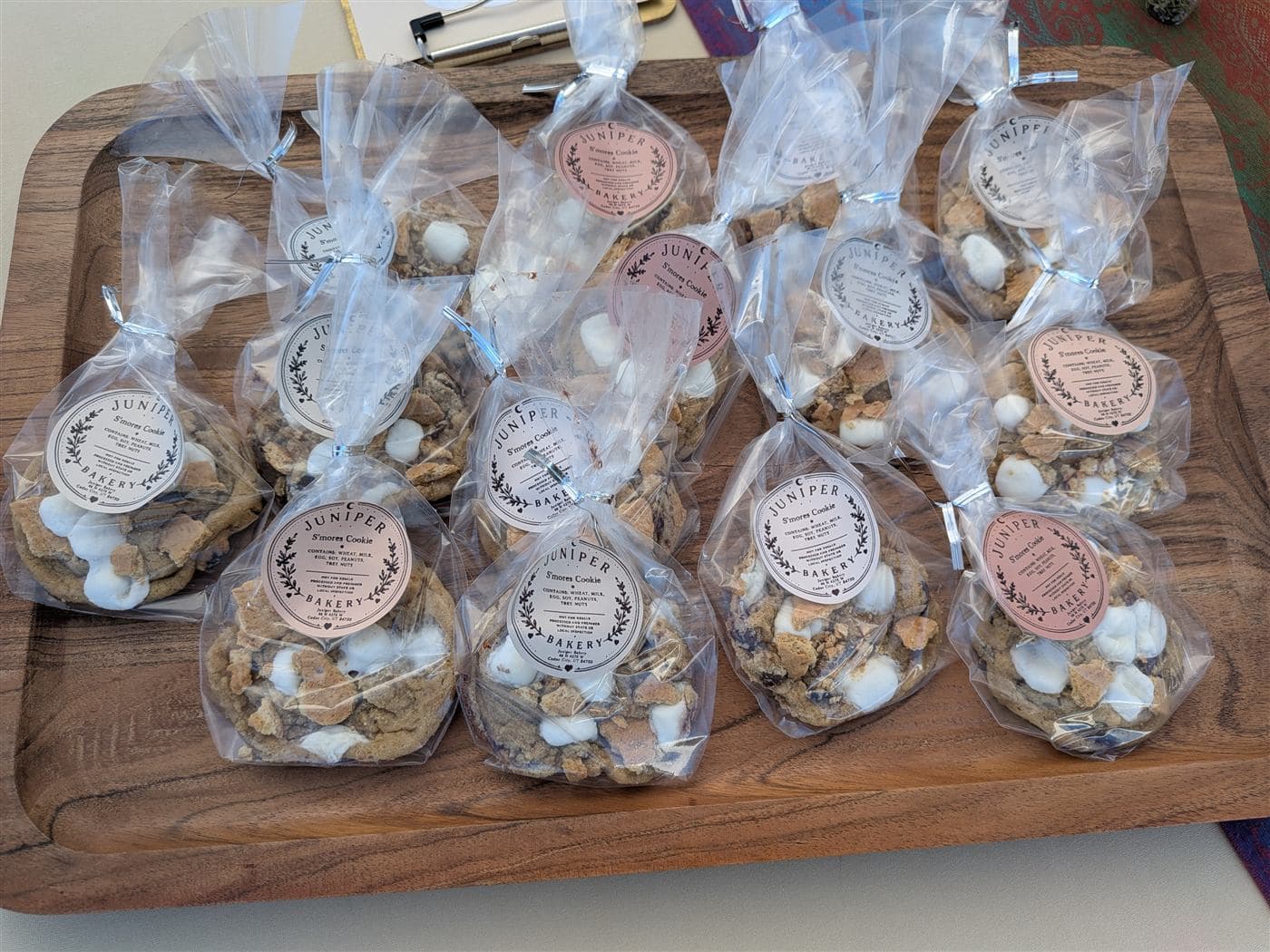 S'mores cookies packaged on a tray