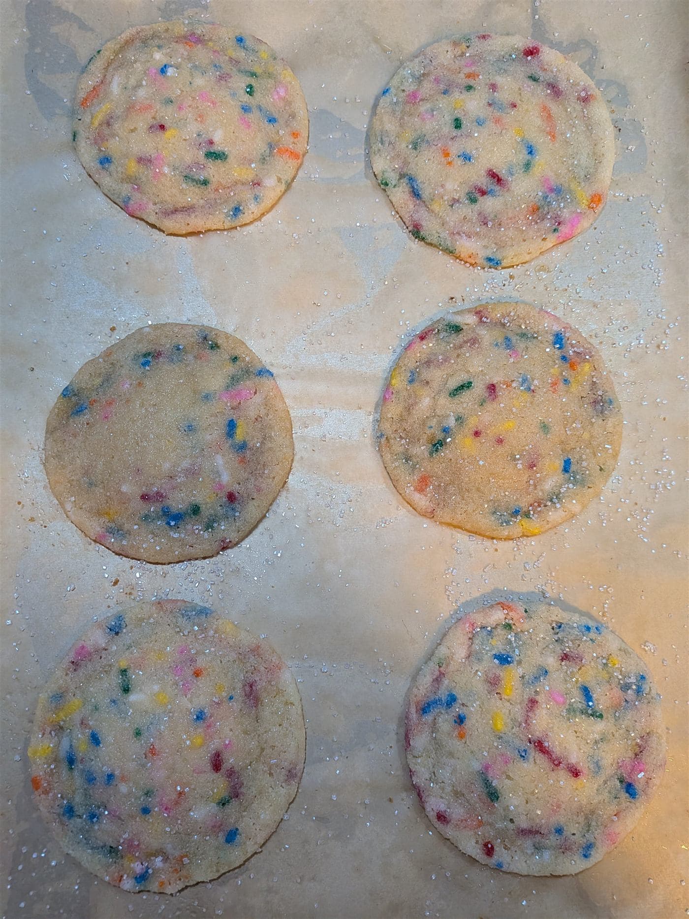 Jimmy sugar cookies cooling on parchment